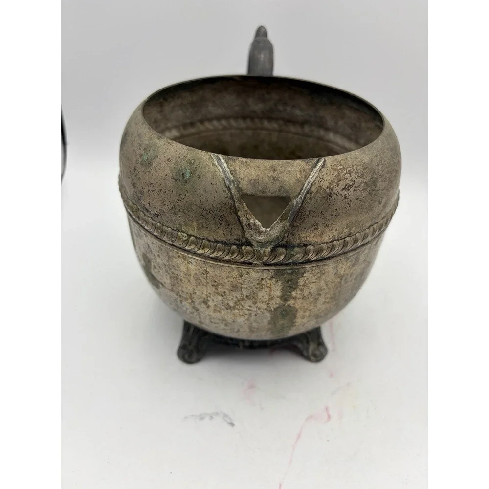 Vintage Silverplate Urn Cup Footed Single Handle‎ Rustic Patina 6.5